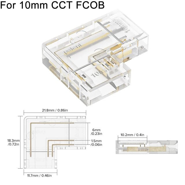 COB L Shape Cover Connectors Solderless for 4pin 10mm 4pcs/pck