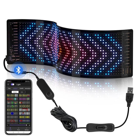 LED Matrix Pixel Panel Bluetooth 5vDC Flexible RGB 16x64 LEDs 9x37 CM
