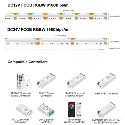 RGBW COB LED Strip Light 12v