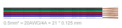 10m 20AWG (0.5mm2) 5-Core RGBW LED Cable