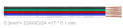 10m 22AWG (0.3mm2) 5-Core RGBW LED Cable