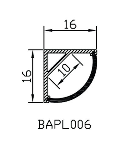 EX006-2m Corner Aluminium Profile with diffuser