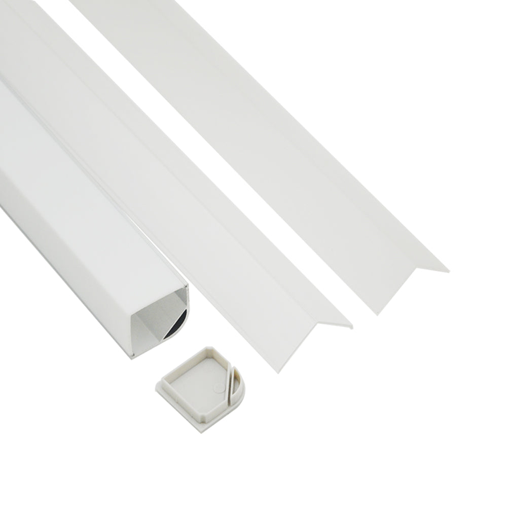 AL-005 2m 16x16 Corner Style Aluminium Extrusion with Square Opal Diffuser